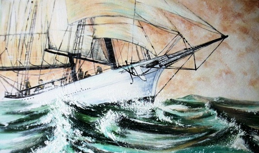 Le navire surgit des eaux